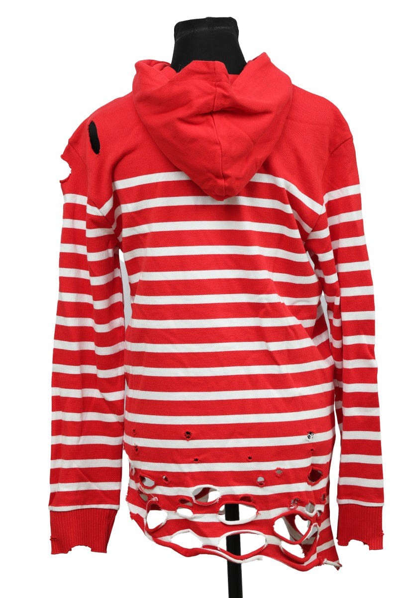 Balmain x Puma Small Red Stripped Distressed Hoodie