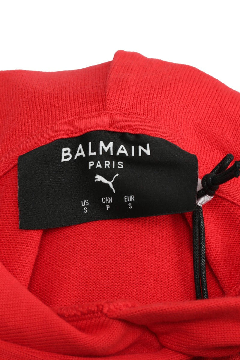 Balmain x Puma Small Red Stripped Distressed Hoodie