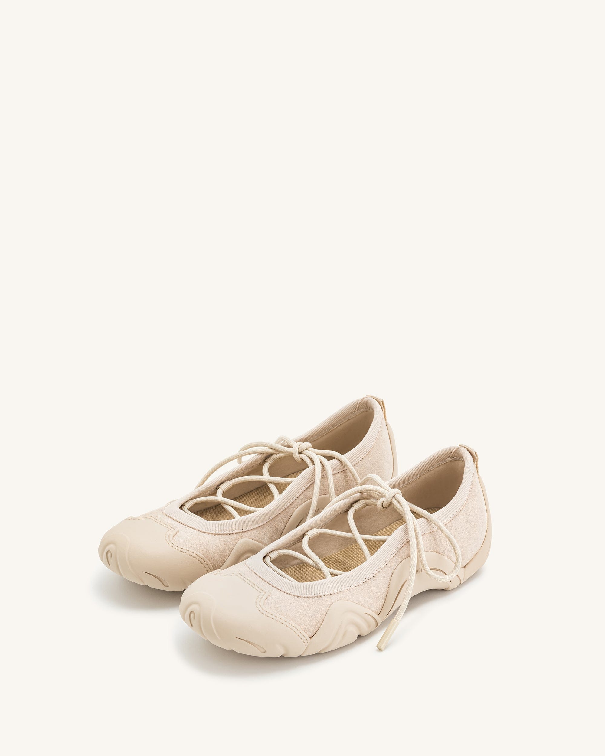 Jw Pei Caitlin Lace Up Ballerina Sneakers Beige