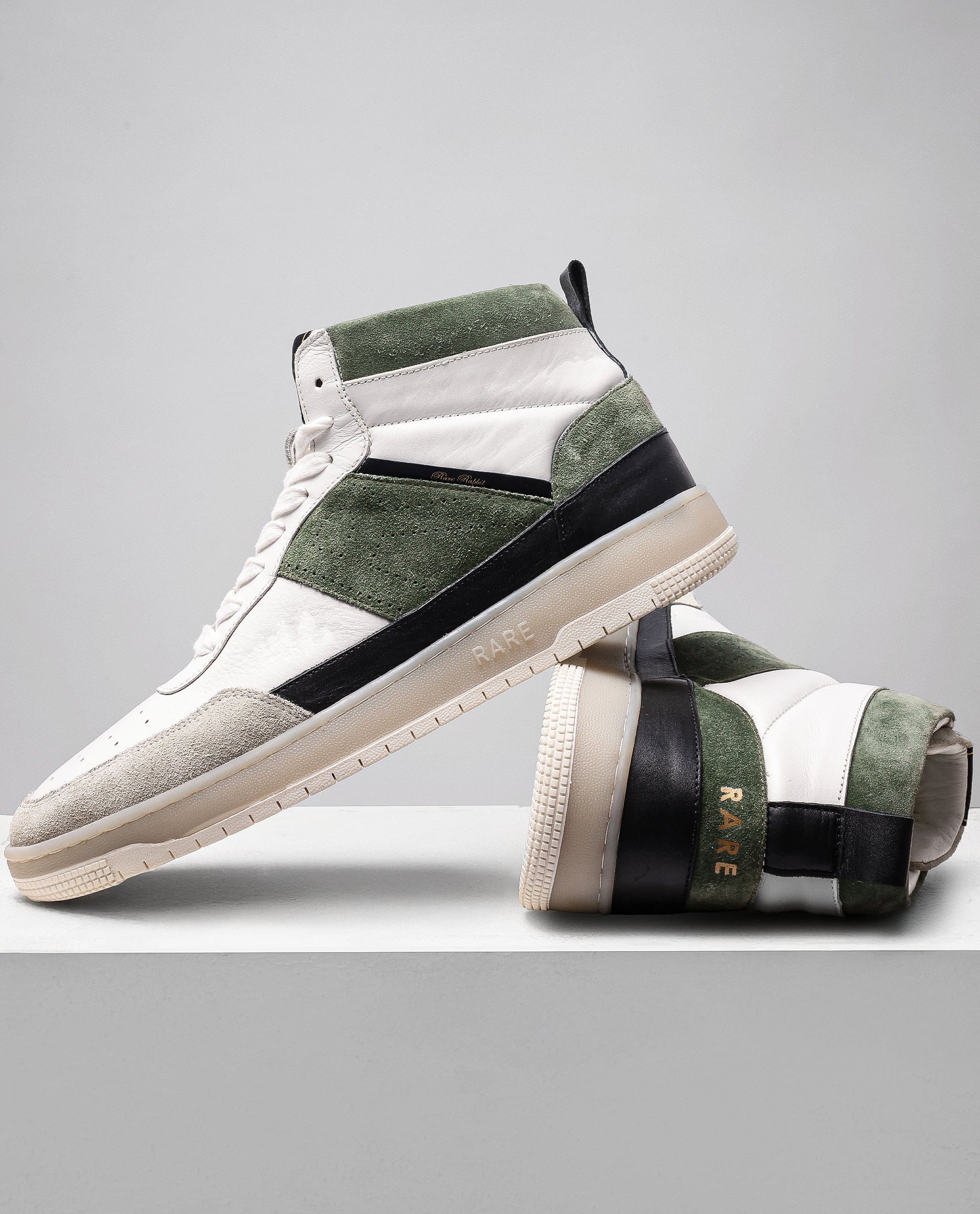 RAREZ Rare Rabbit Men's Horizon Green Suede And Leather High - Top Lace Up Sneaker Shoes