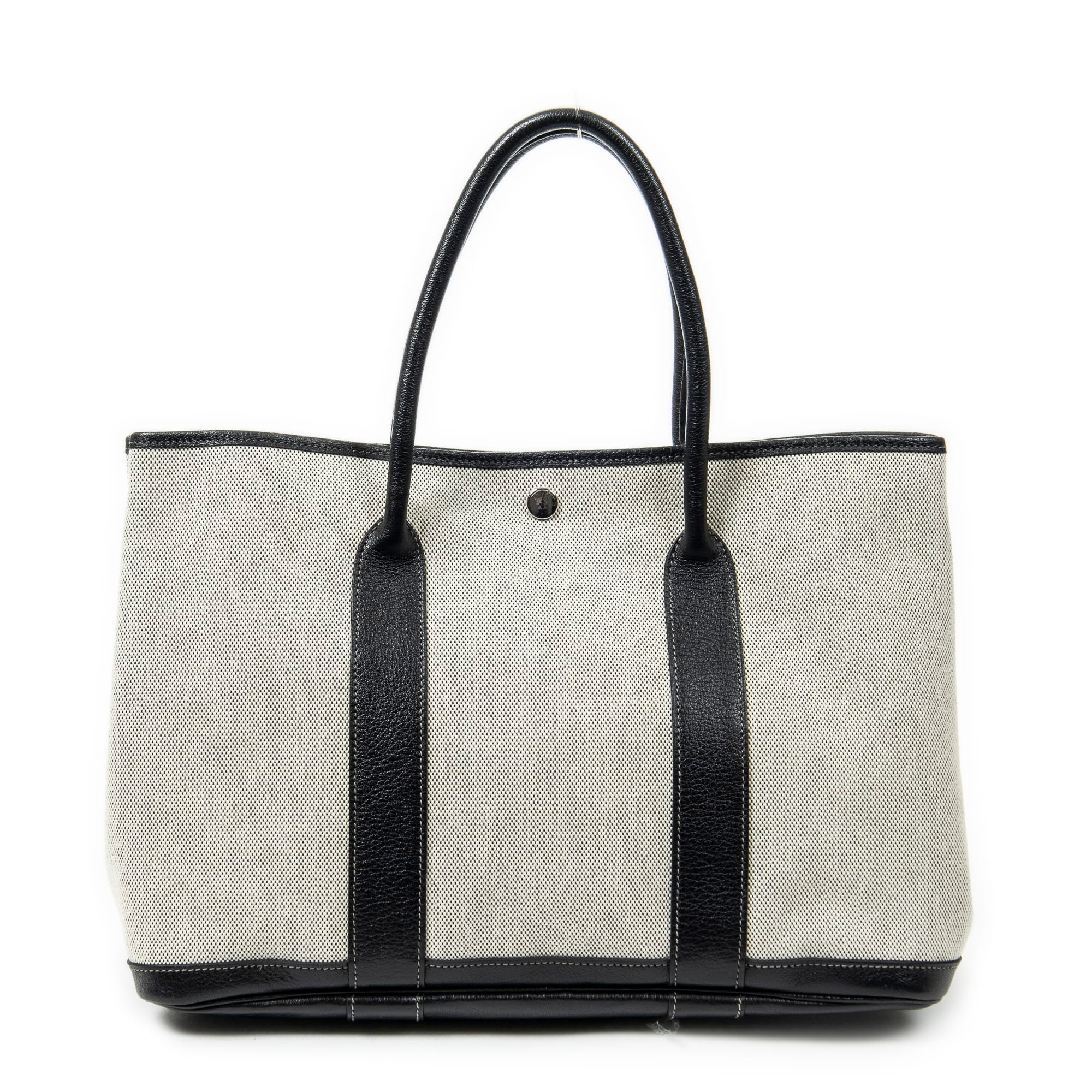 Hermès Ivory/Black Canvas Garden Party ABB9980