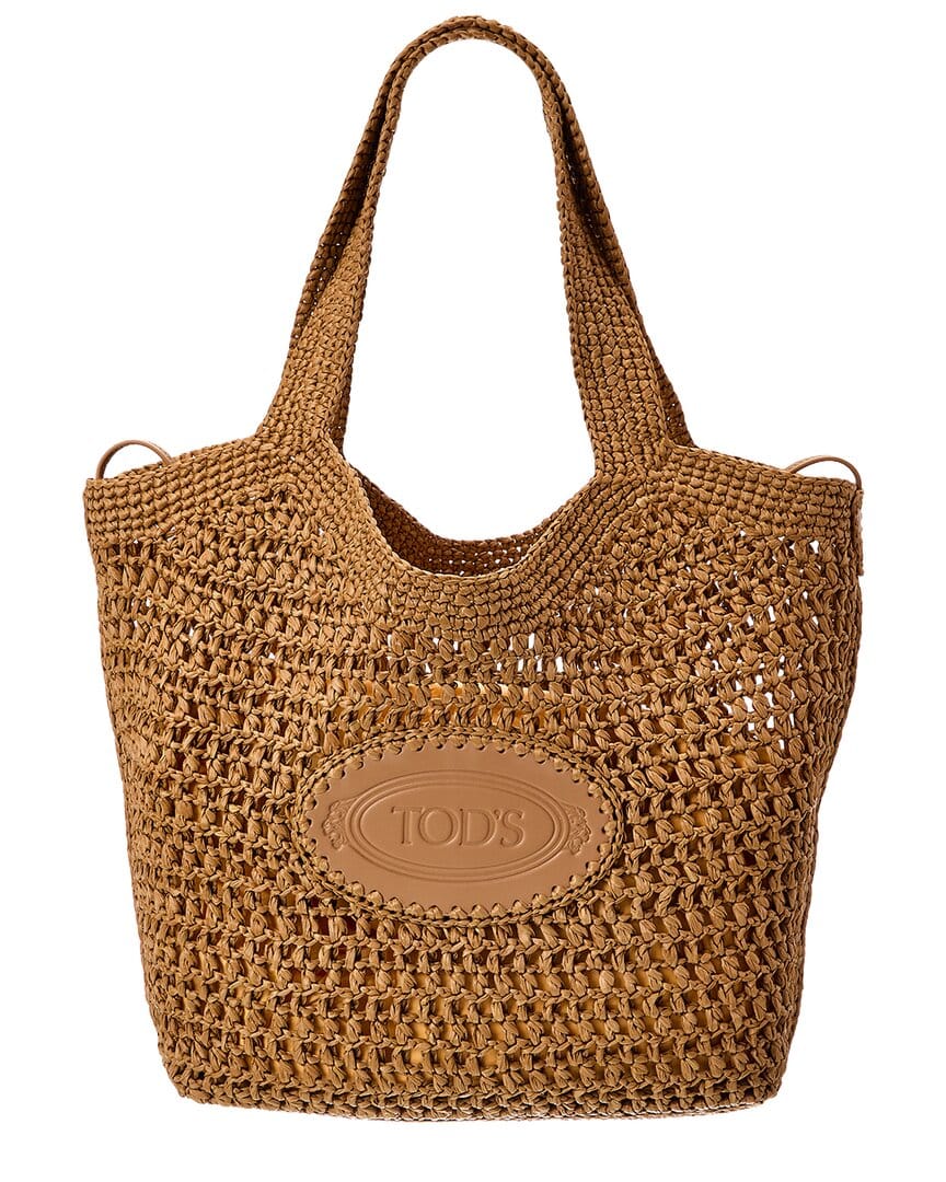 Tod's Logo Medium Raffia Tote