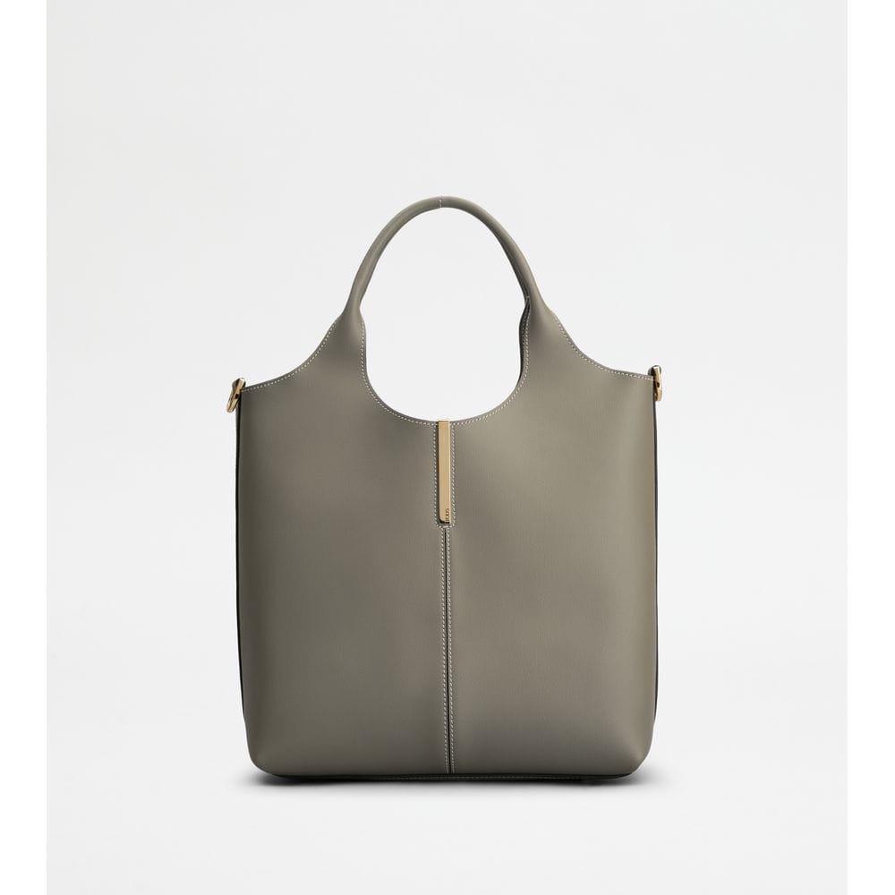 Tod's Tods Tote Shopping Bag In Leather Small Grey