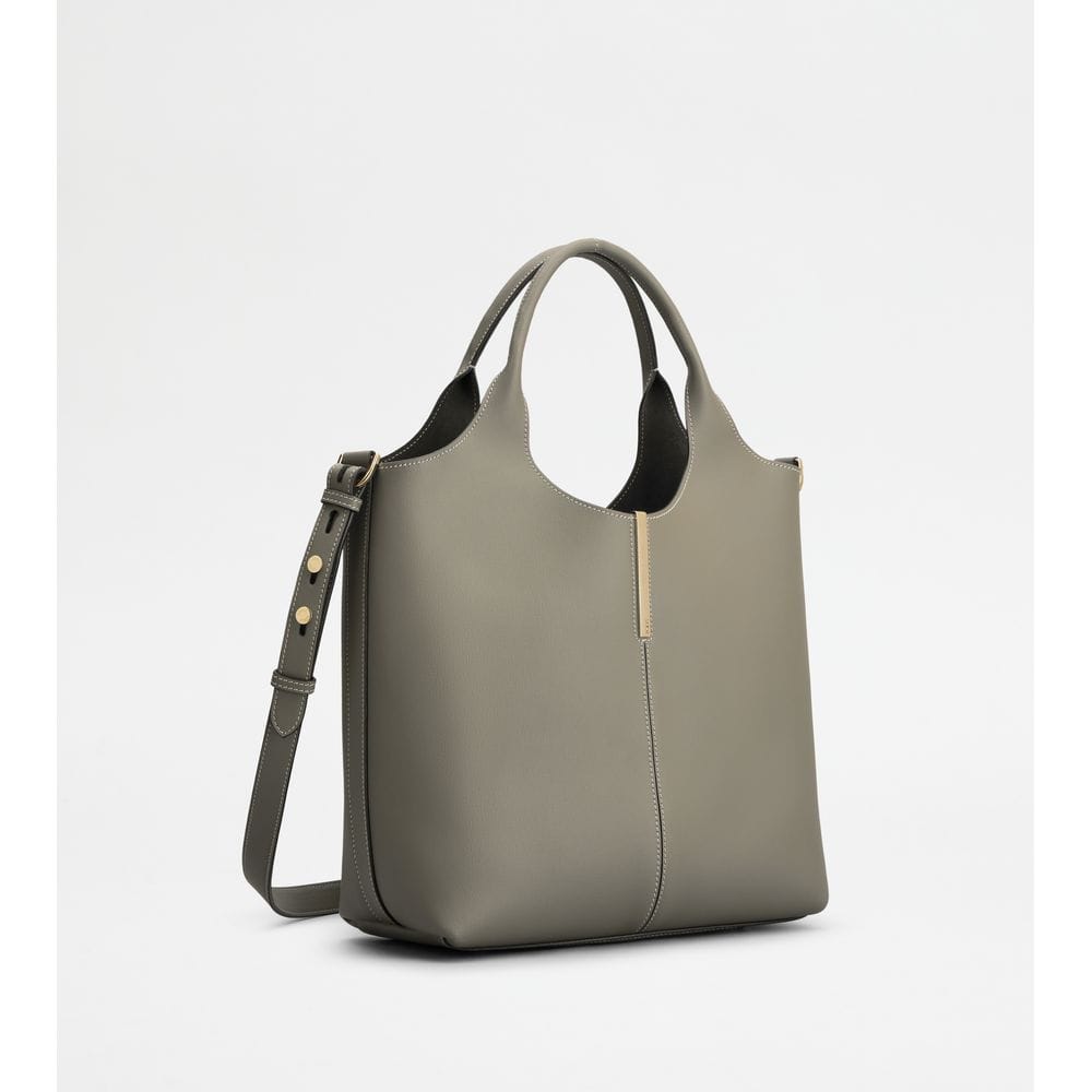 Tod's Tods Tote Shopping Bag In Leather Small Grey