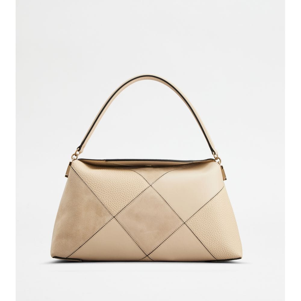 Tod's Tods T Case Tote Messenger Bag In Leather Small Beige
