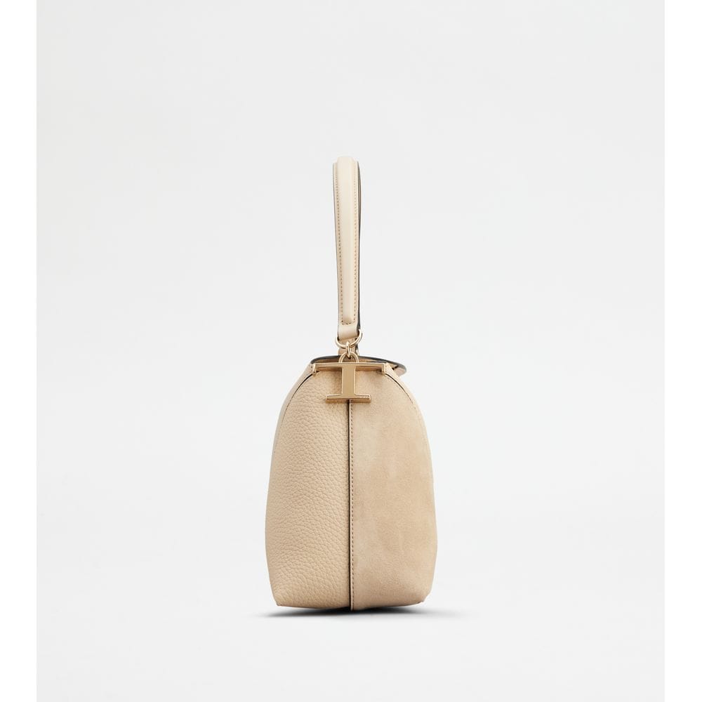 Tod's Tods T Case Tote Messenger Bag In Leather Small Beige