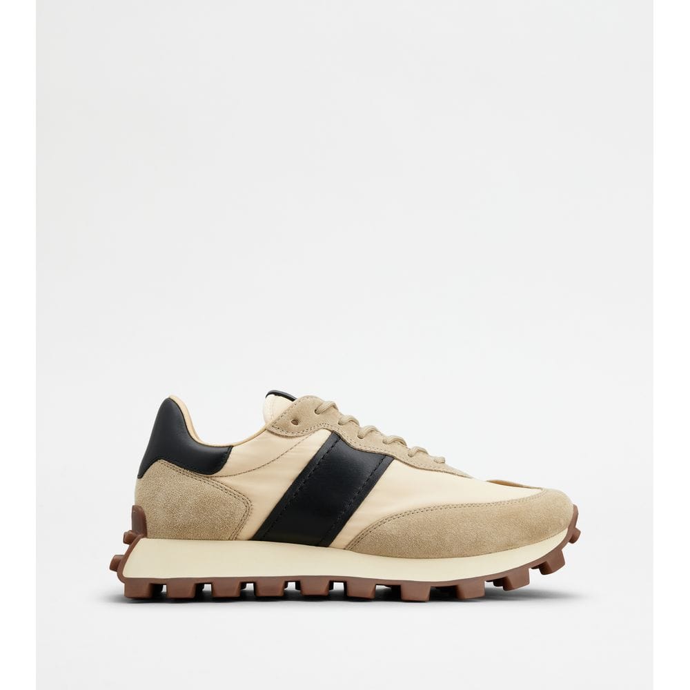 Tod's Sneakers Tods 1T In Suede And Fabric Beige Brown Mens