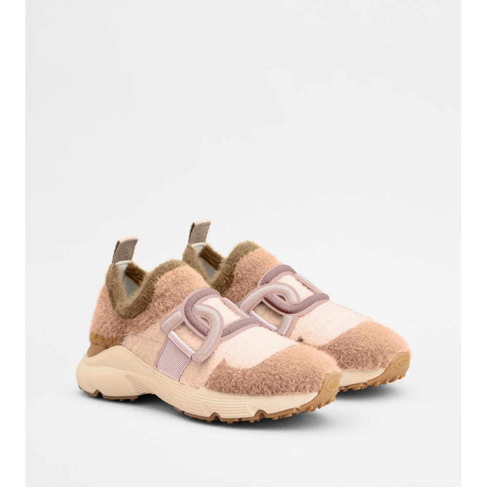 Tod's Tods Kate Slip - On Sneakers In Fabric Pink Beige Womens