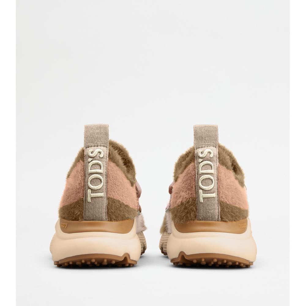 Tod's Tods Kate Slip - On Sneakers In Fabric Pink Beige Womens
