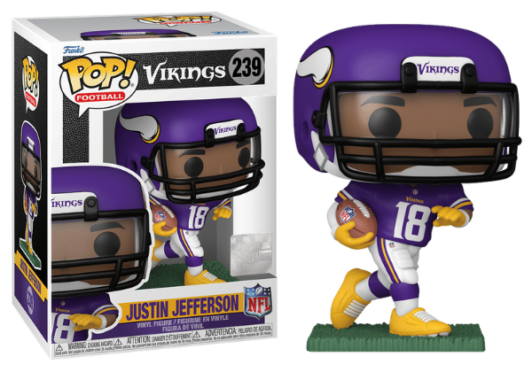 Funko Pop! Justin Jefferson, Minnesota Vikings, NFL 239 Vinyl Figure in PopShield Protector