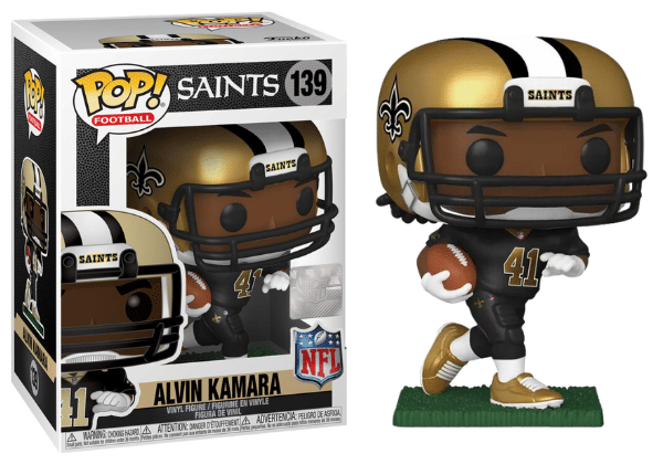 Funko Pop! Alvin Kamara, New Orleans Saints, NFL 139 Vinyl Figure in PopShield Protector