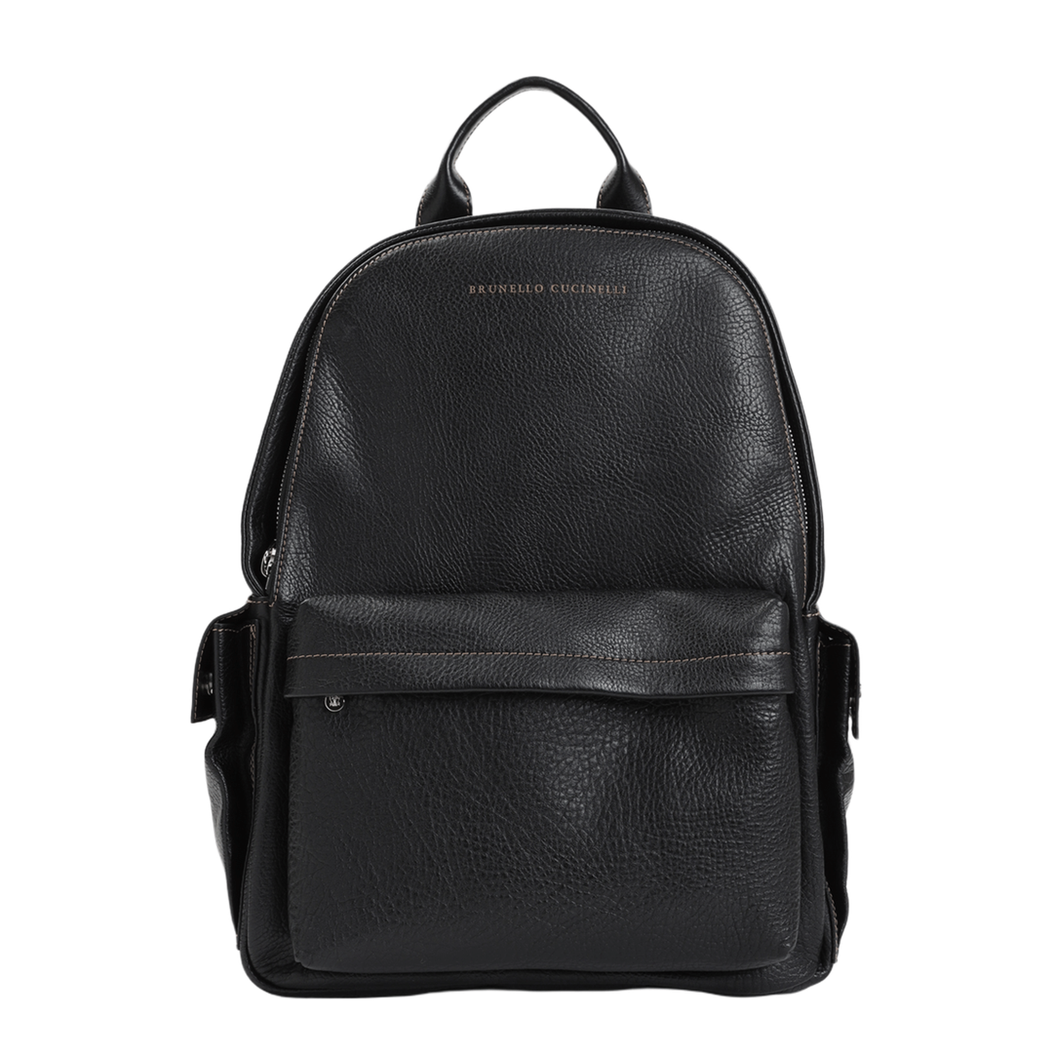 Brunello Cucinelli Grained Calfskin Backpack - Black