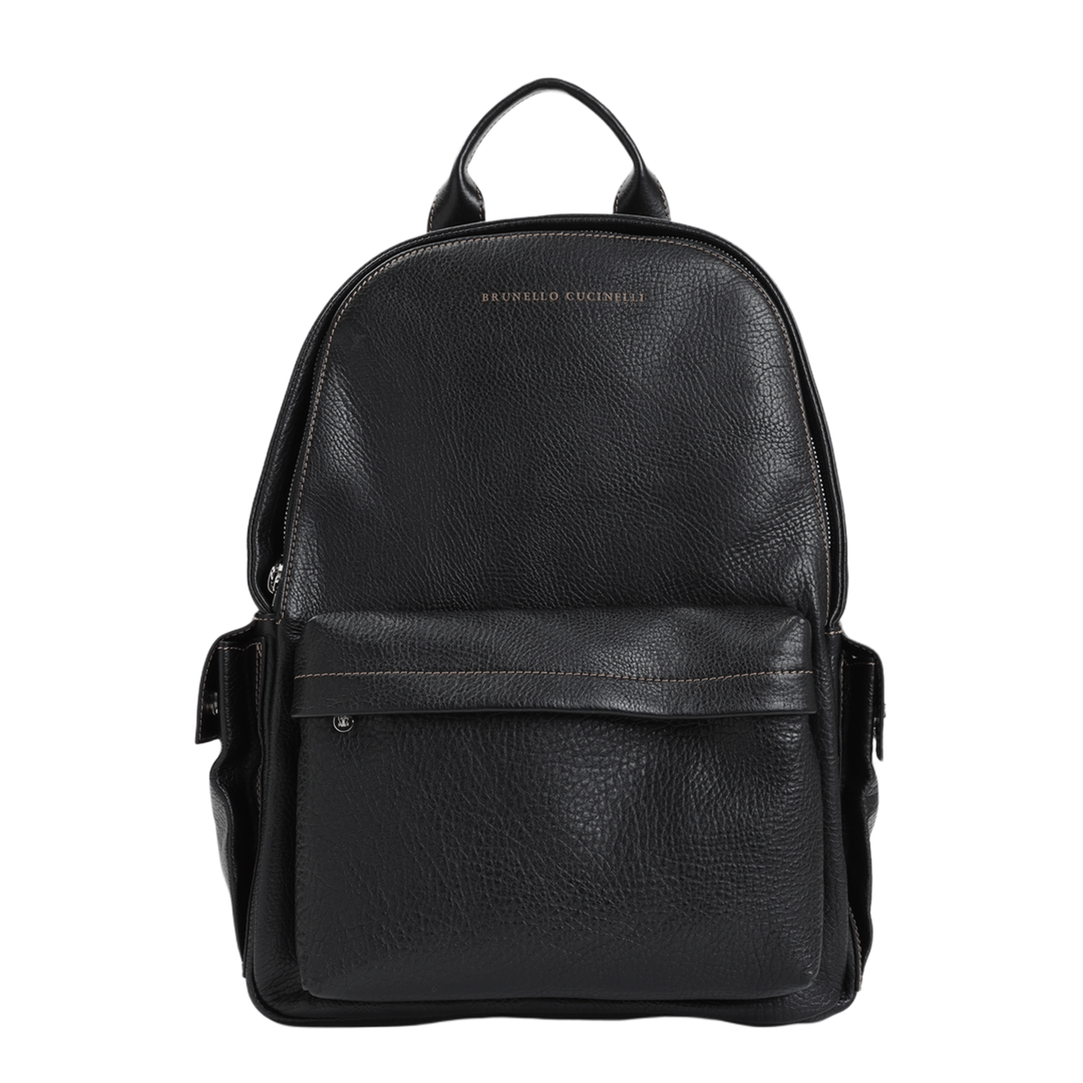 Brunello Cucinelli Grained Calfskin Backpack - Black