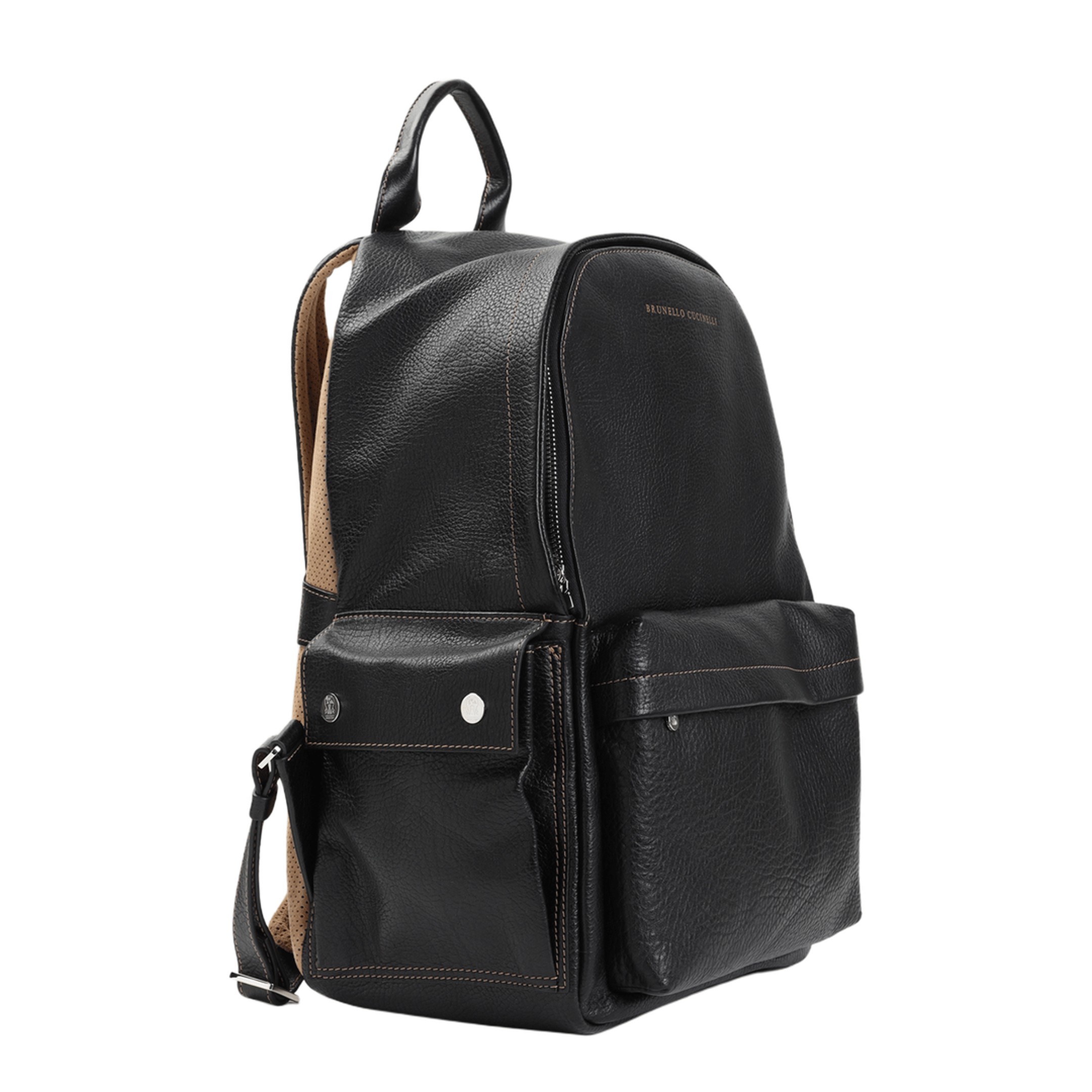 Brunello Cucinelli Grained Calfskin Backpack - Black