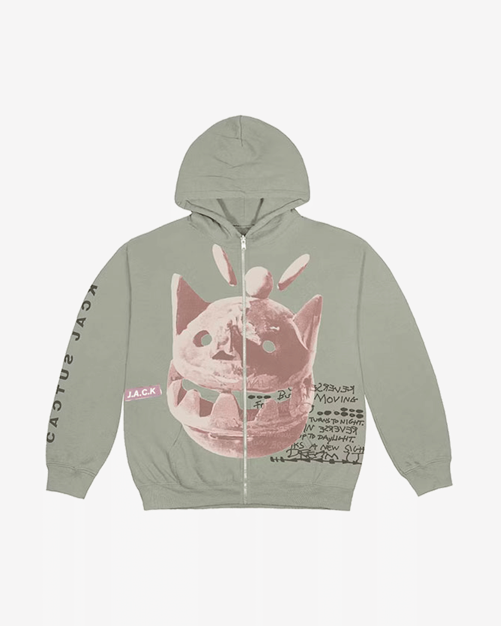 TRAVIS SCOTT CACTUS JACK NEW SIGHT ZIP UP HOODIE SAGE