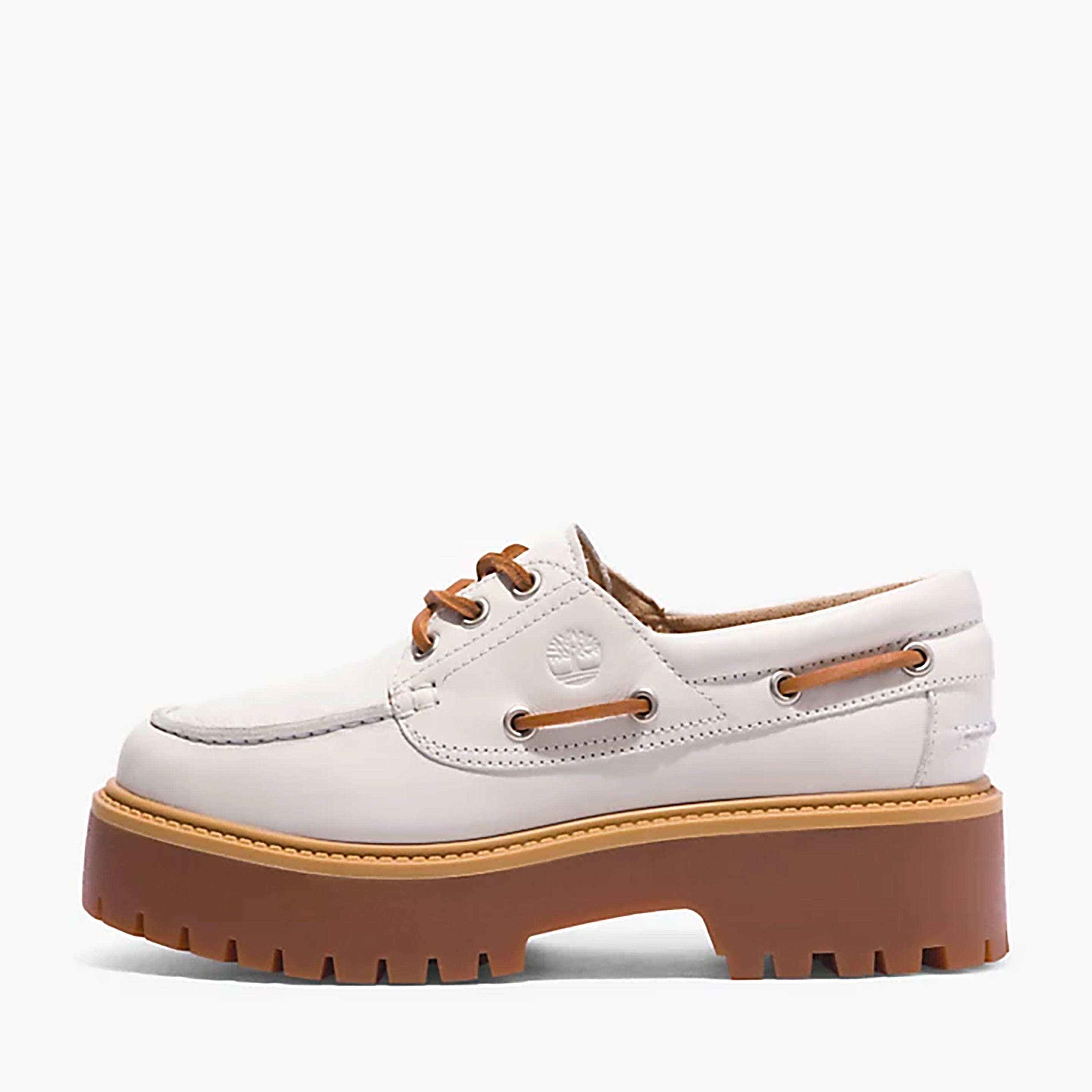 Timberland Stone Street Boat Shoe White Full Grain