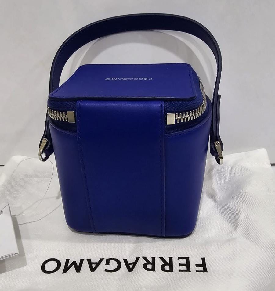 Salvatore Ferragamo *NEW*Salvatore Ferragamo Womens Black Mini Box Crossbody With Top Handle In Blue