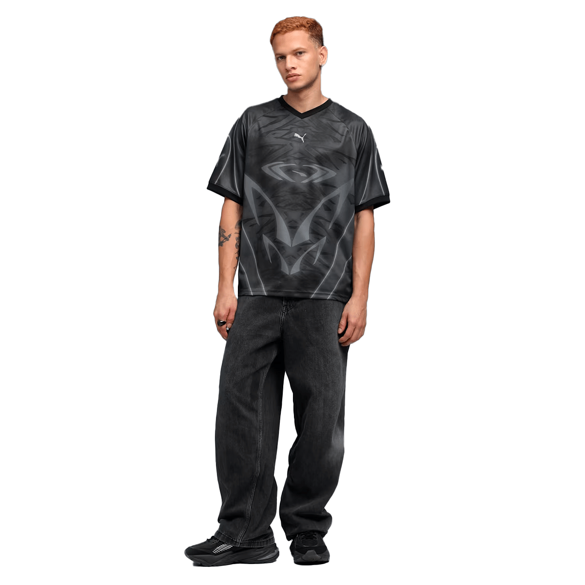 PUMA Tech - X Aop Relaxed Football Jersey'Black/AOP'