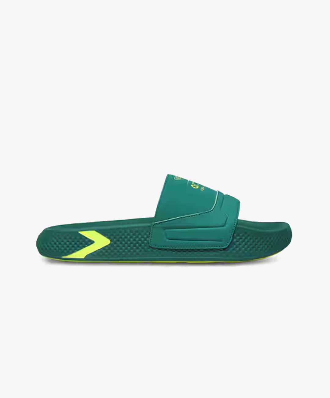 PUMA | ASTON MARTIN F1 SOFTRIDE PRO LEADPUFF SLIDES { PUMA BLACK - GREEN LUX - PUMA WHITE