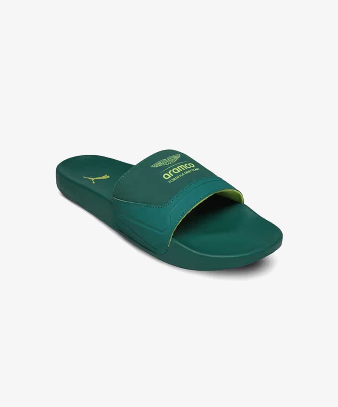 PUMA | ASTON MARTIN F1 SOFTRIDE PRO LEADPUFF SLIDES { PUMA BLACK - GREEN LUX - PUMA WHITE