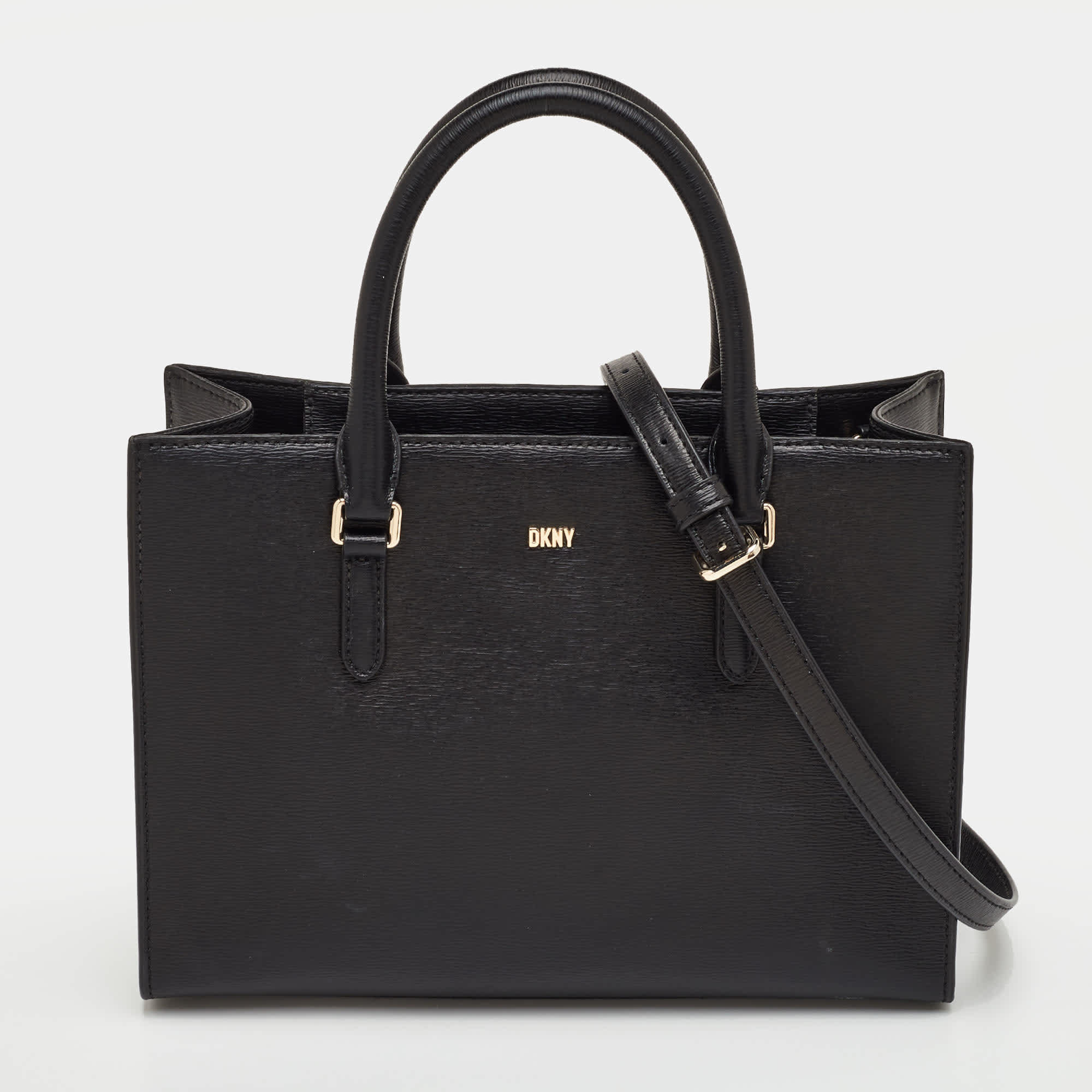 Dkny Bryant Black Leather Shopper Tote