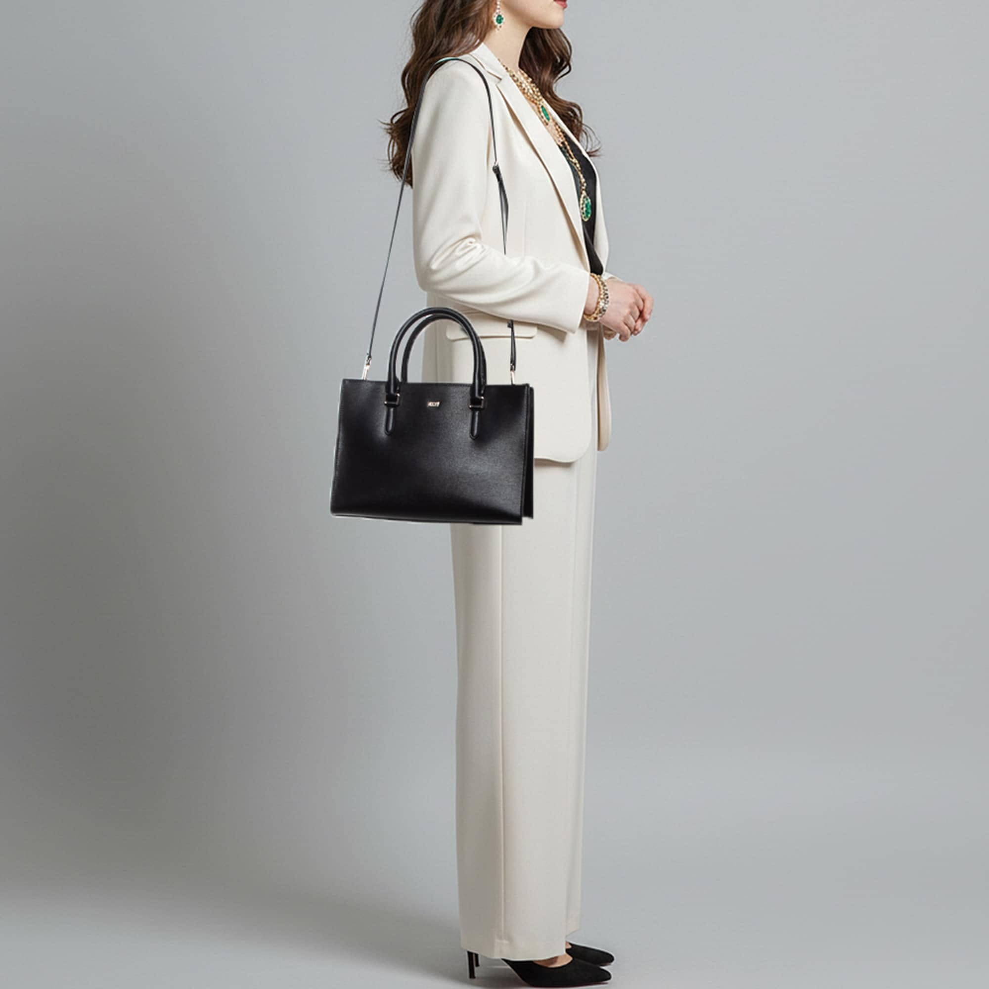 Dkny Bryant Black Leather Shopper Tote