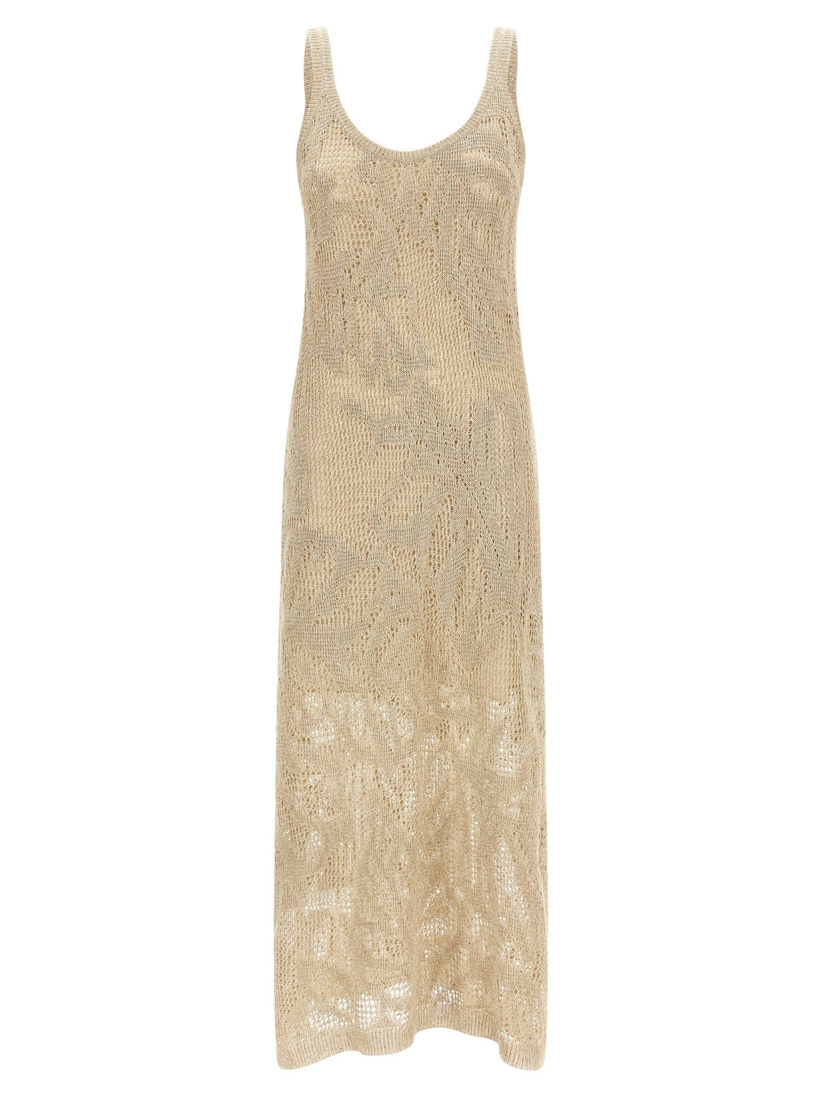 Brunello Cucinelli Crocheted Linen - Cotton Dress — Beige