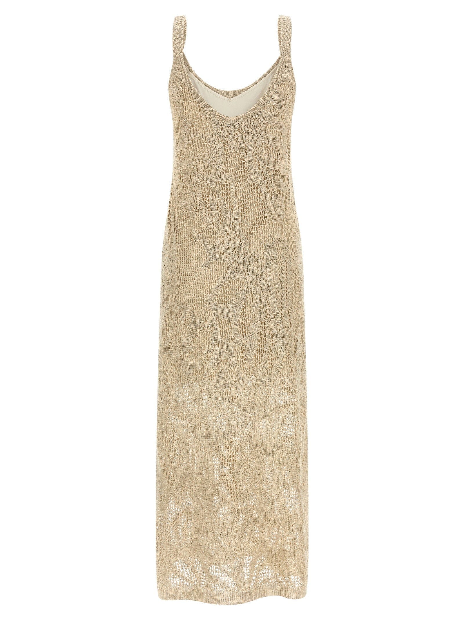 Brunello Cucinelli Crocheted Linen - Cotton Dress — Beige