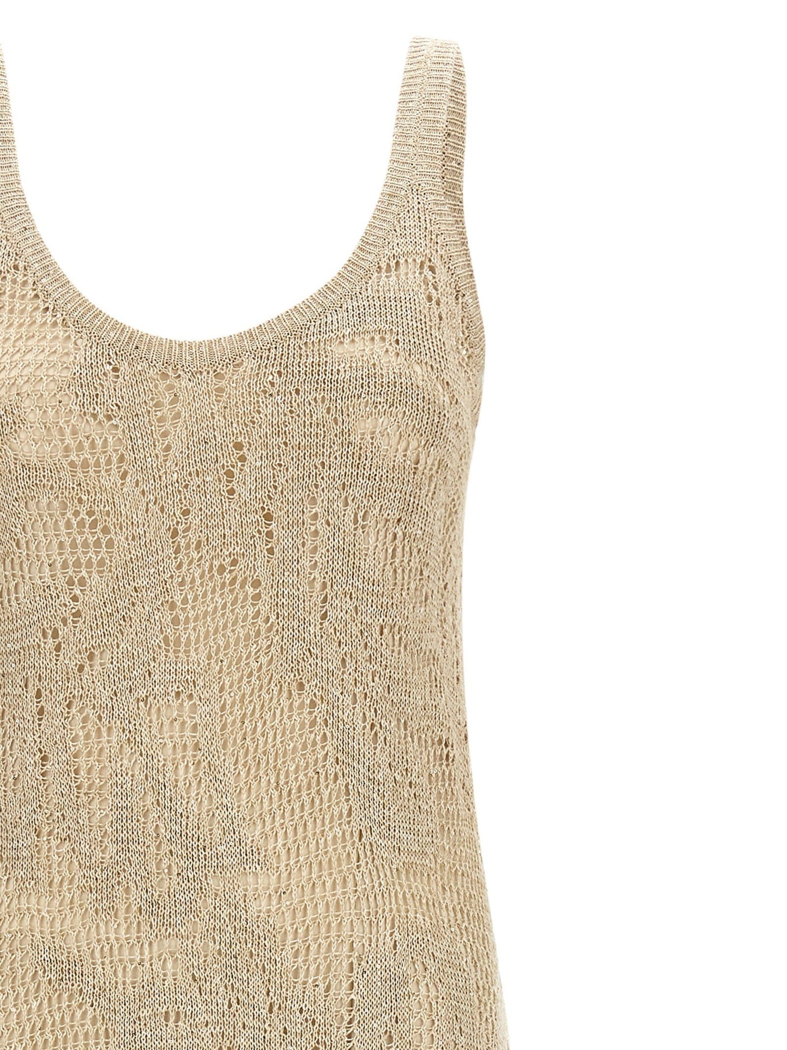 Brunello Cucinelli Crocheted Linen - Cotton Dress — Beige