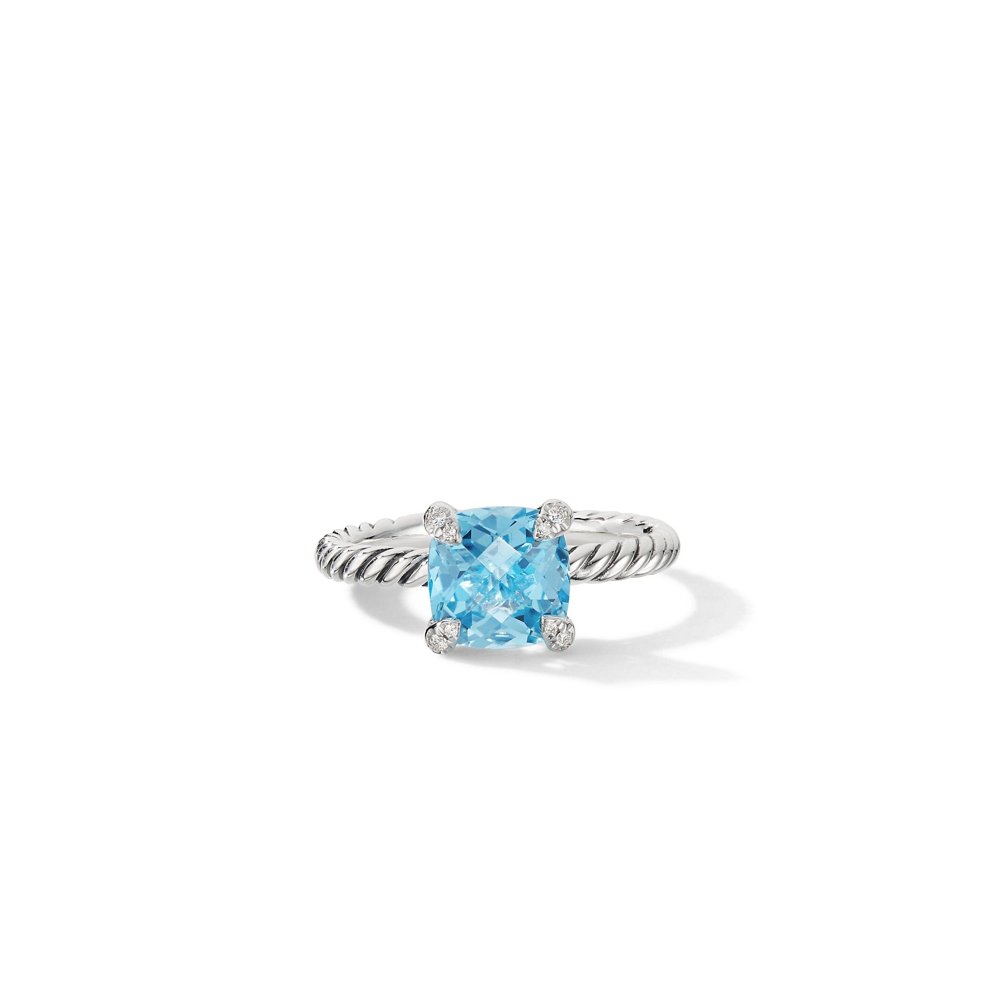 David Yurman Chatelaine Ring with Blue Topaz and Diamonds - R16329DSSABTDI7