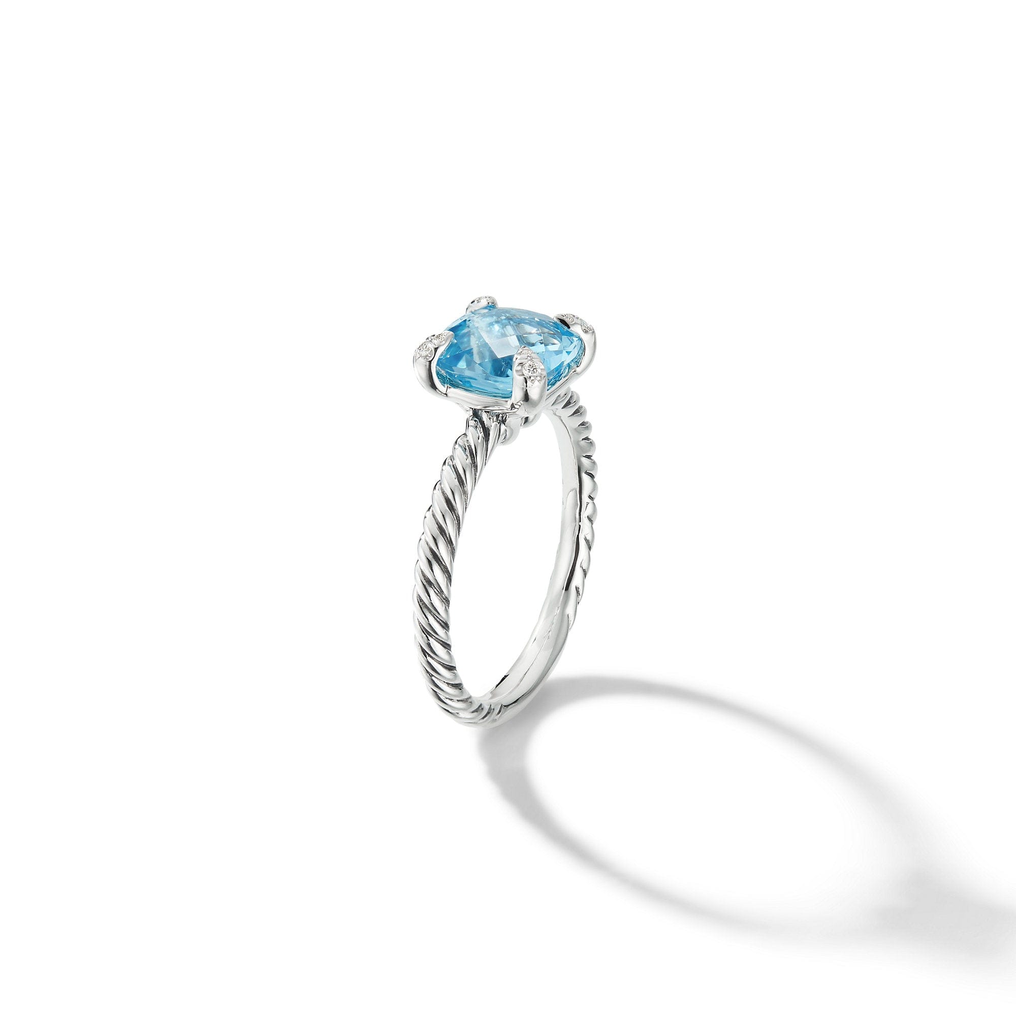 David Yurman Chatelaine Ring with Blue Topaz and Diamonds - R16329DSSABTDI7