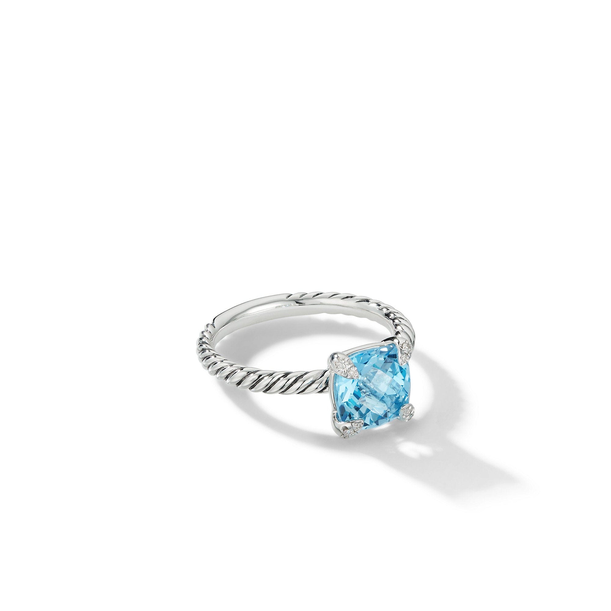 David Yurman Chatelaine Ring with Blue Topaz and Diamonds - R16329DSSABTDI7