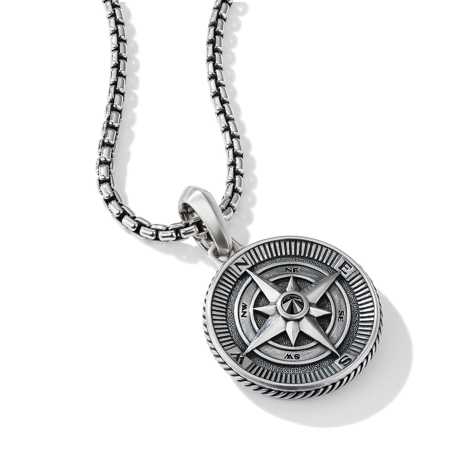 David Yurman Maritime Compass Amulet with Center Black Diamond - D25663MSSABD