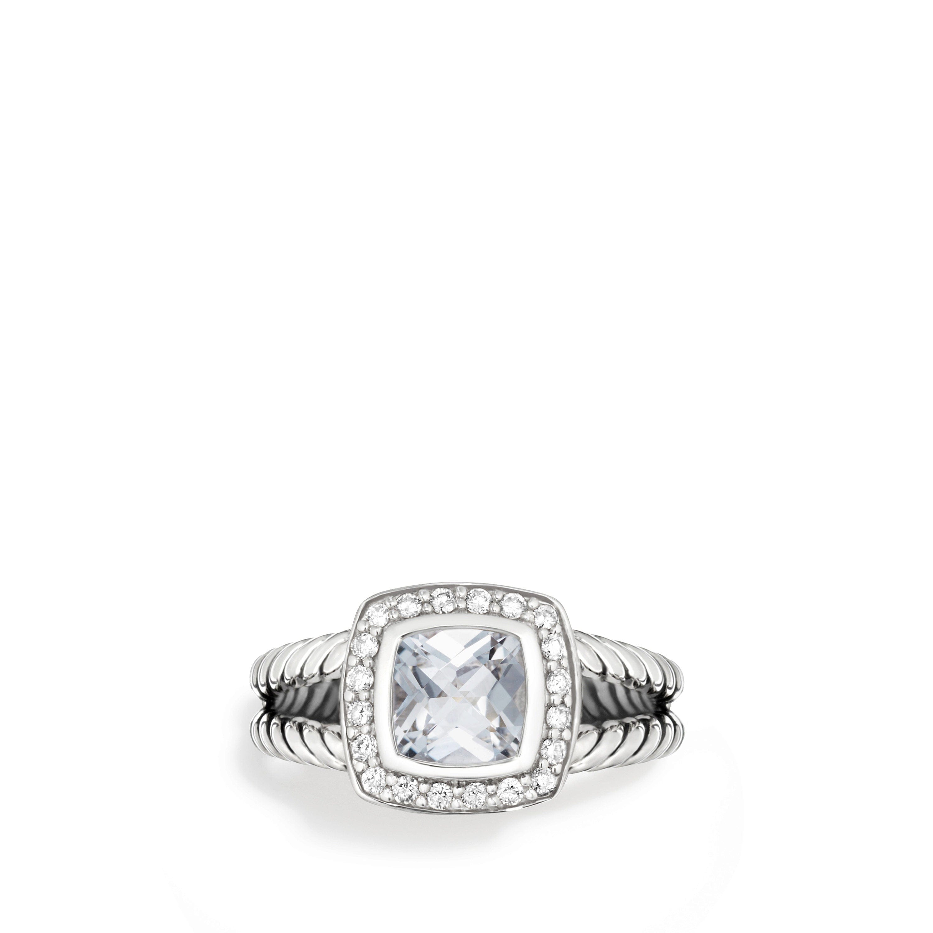 David Yurman Petite Albion Ring with White Topaz and Diamonds - R07443DSSAWTDI