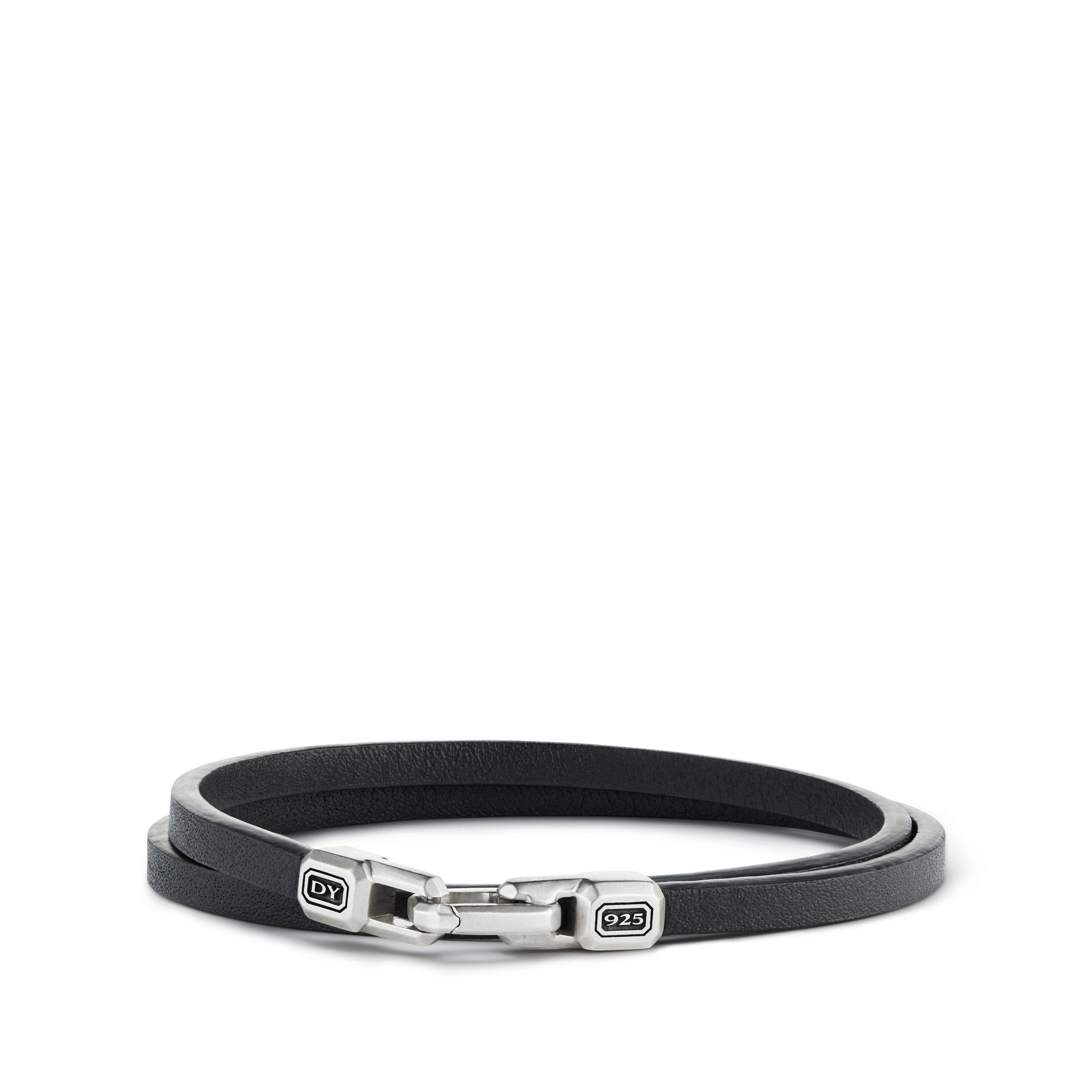 David Yurman Streamline Double - Wrap Leather Bracelet - B25125MSSBKLE