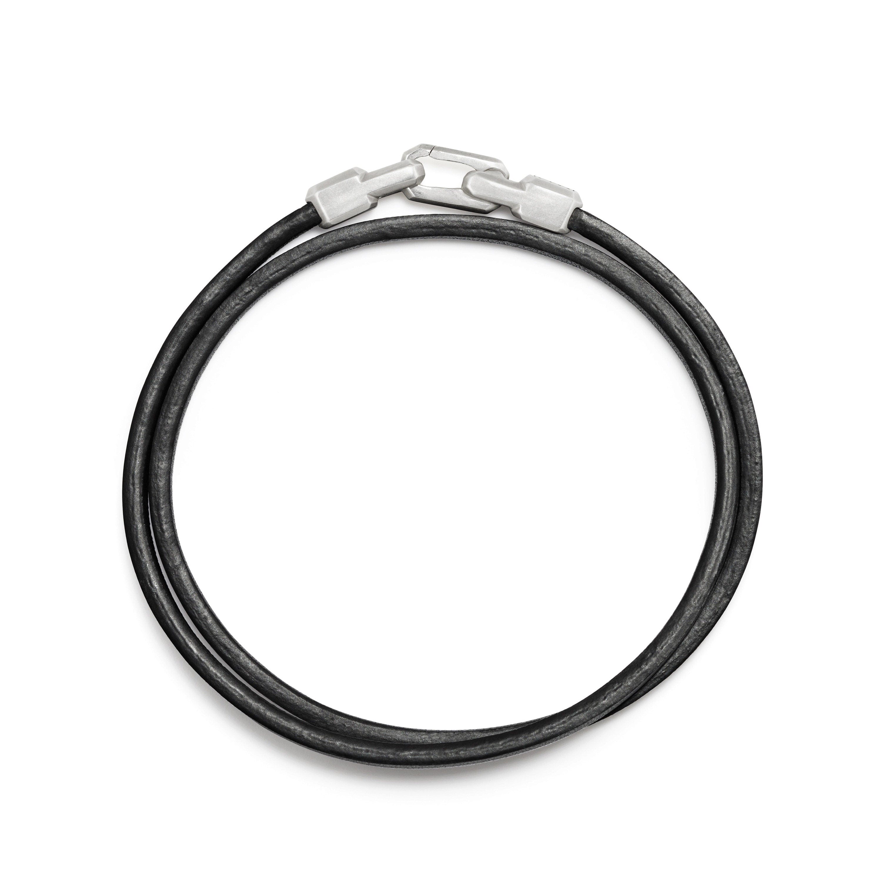 David Yurman Streamline Double - Wrap Leather Bracelet - B25125MSSBKLE