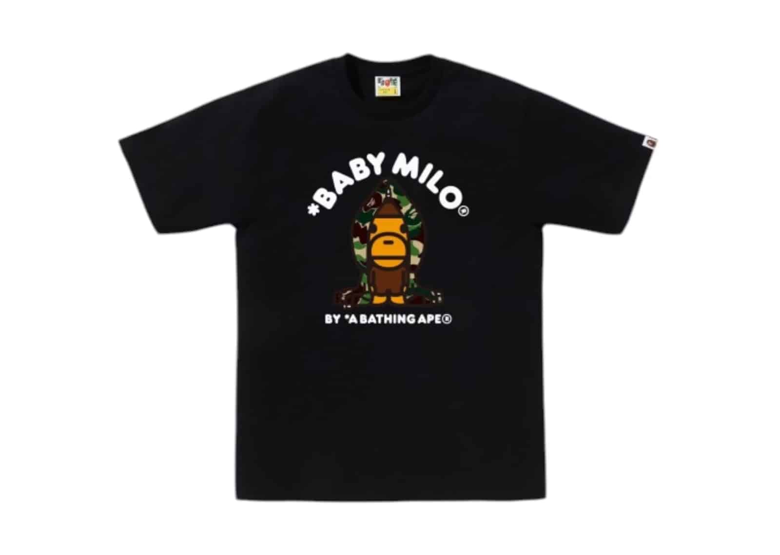 BAPE ABC Army Green Camo Baby Milo Hoodie T-Shirt Black