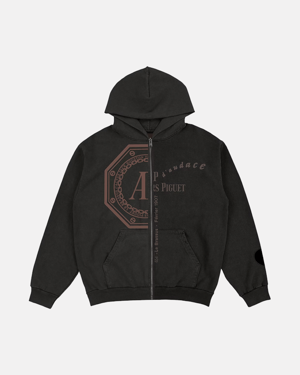 TRAVIS SCOTT CACTUS JACK x AUDEMARS PIGUET SPLIT LOGO ZIP UP HOODIE BLACK