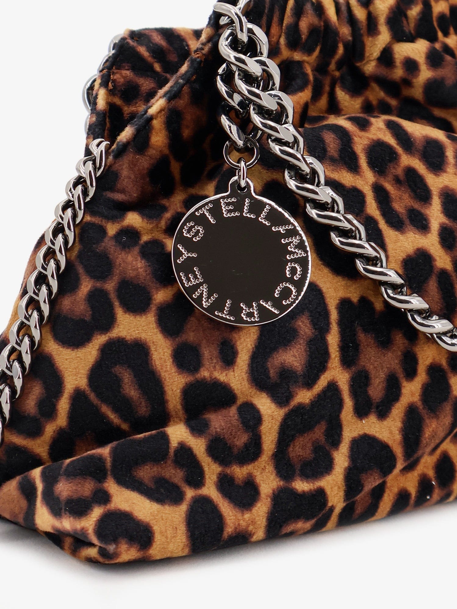 Stella Mccartney Women Falabella Mini Leopard Print Velvet Crossbody Bag