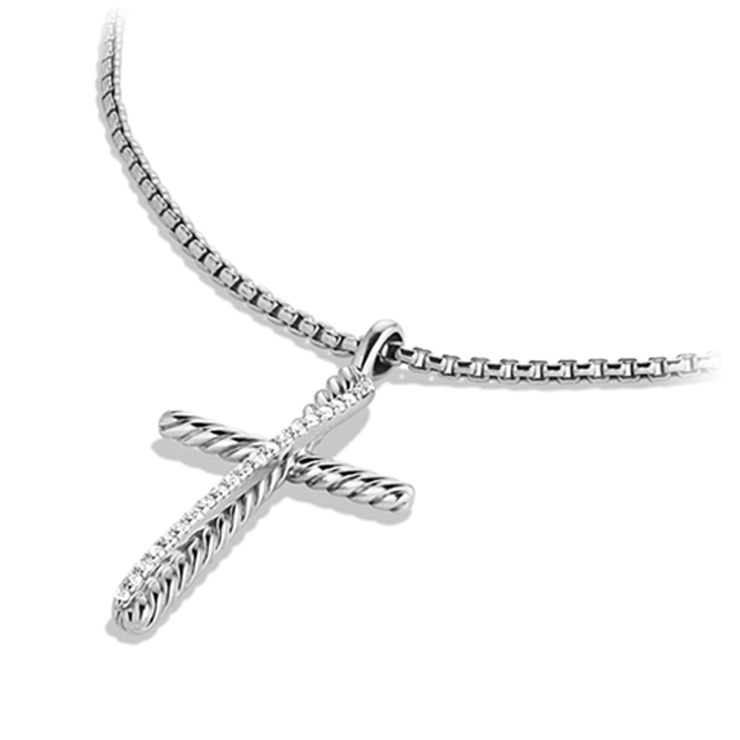 David Yurman Crossover Collection Cross Necklace with Diamonds - N07374 SSADI18