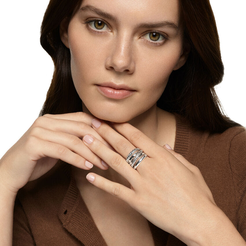 David Yurman Crossover Five Row Ring in Sterling Silver, 17.5 mm, Size 7