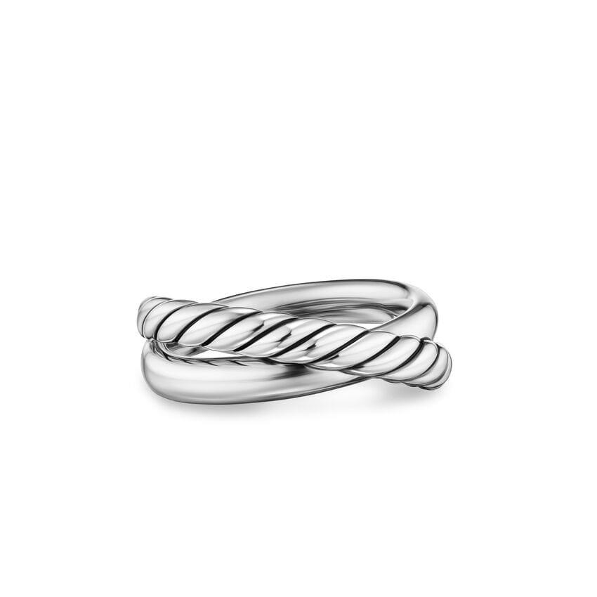David Yurman Crossover Two Row Ring in Sterling Silver, 7.4 mm, Size 6