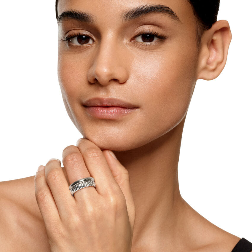 David Yurman DY Mercer Two Row Ring in Sterling Silver, 8 mm, Size 7
