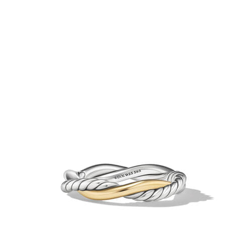 David Yurman Petite Infinity Band Ring in Sterling Silver with 14K Yellow Gold, Size 8
