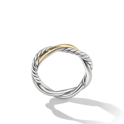 David Yurman Petite Infinity Band Ring in Sterling Silver with 14K Yellow Gold, Size 8