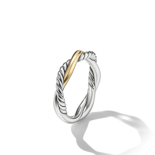 David Yurman Petite Infinity Band Ring in Sterling Silver with 14K Yellow Gold, Size 8