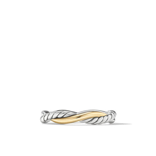 David Yurman Petite Infinity Band Ring in Sterling Silver with 14K Yellow Gold, Size 6