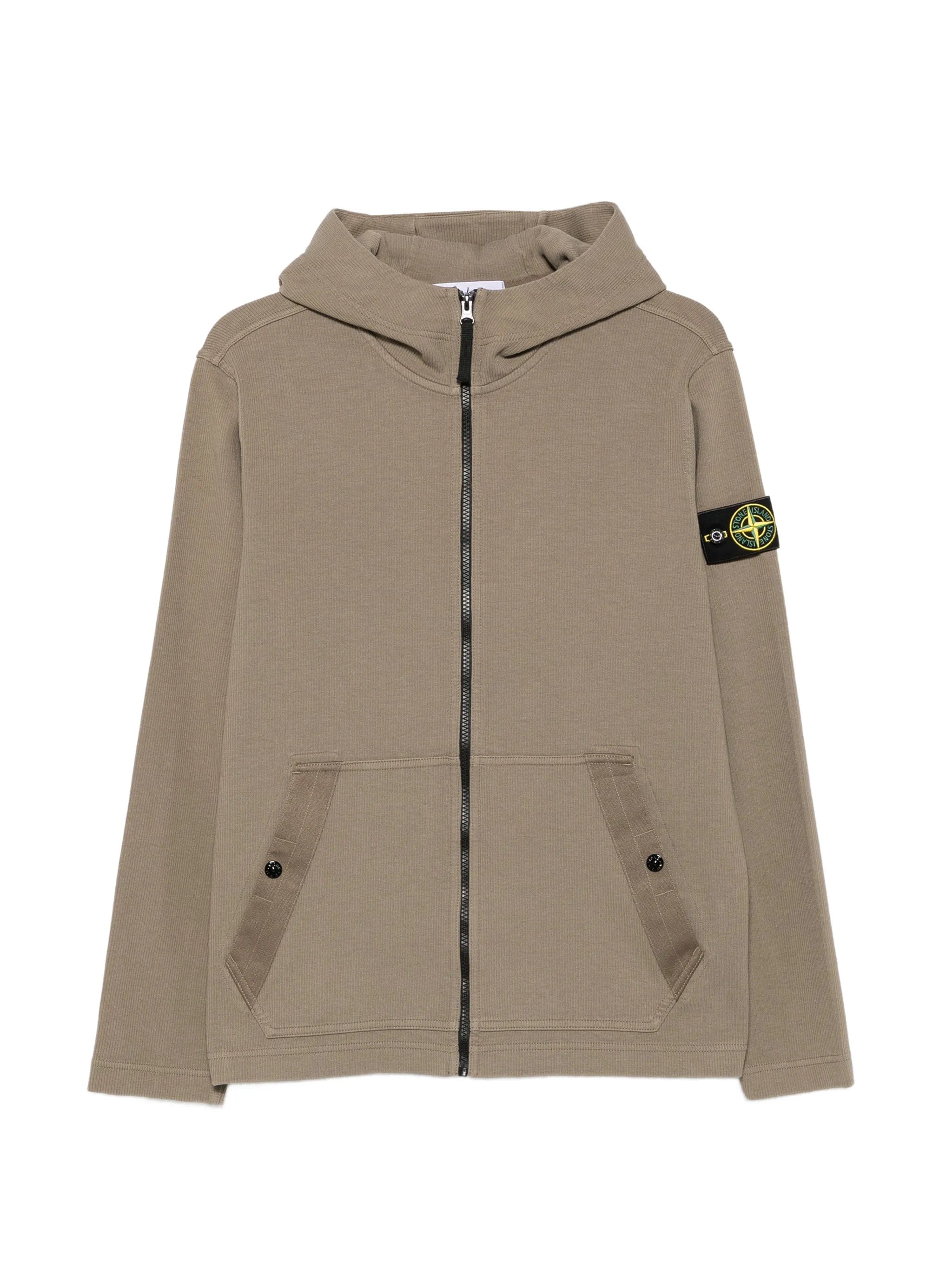 Stone Island logo - patch zip - up hoodie