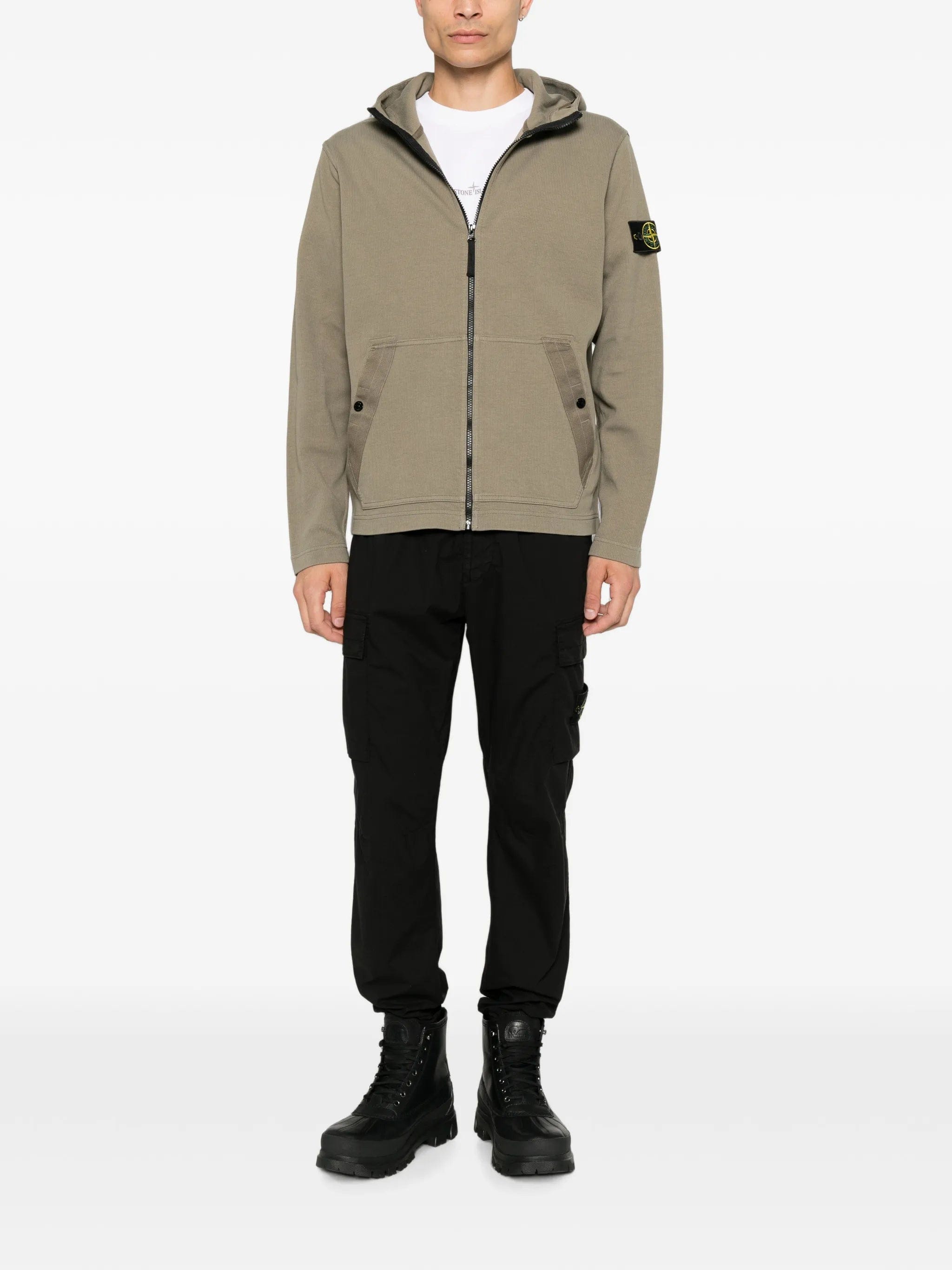 Stone Island logo - patch zip - up hoodie