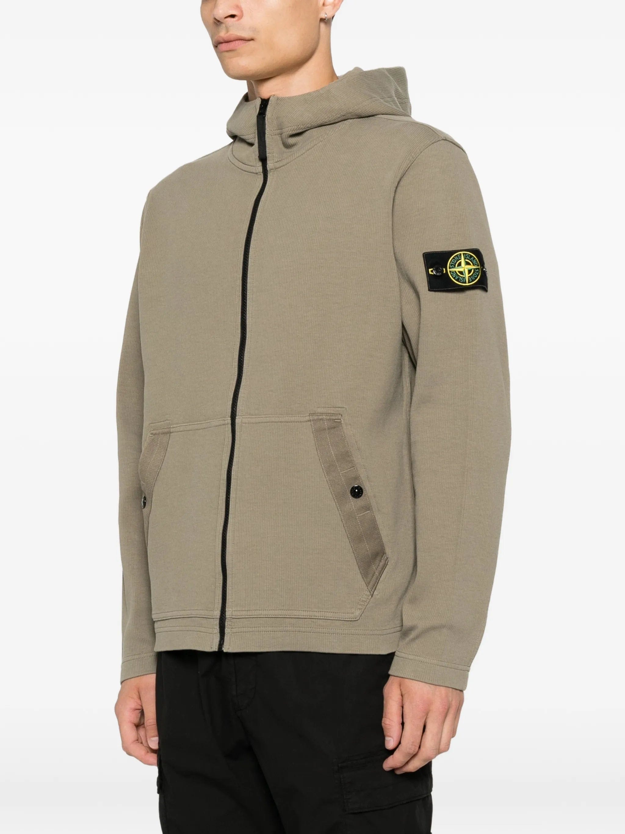 Stone Island logo - patch zip - up hoodie
